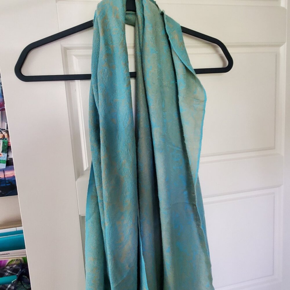Teal and Tan Pashmina
